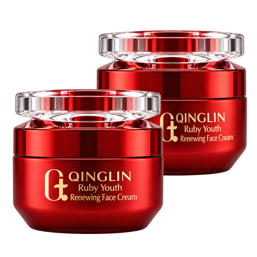 Crema facial renovadora de la juventud Ruby QINGLIN - Rutina diaria, 2 frascos